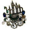 Retro European Castle Brooch Alloy Rhinestone Brooch Color Diamond Crystal Corsage Accessories